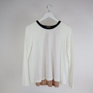 Marni Lily White Colour-Block Pleated-Back Long-Sleeve T-Shirt